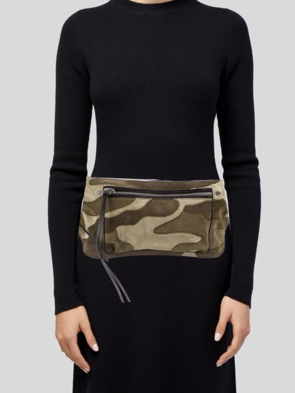 Olive Camouflage Suede Waist Bag